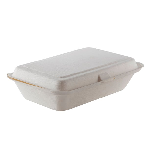 CAJA ALIMENTO COMPOSTABLE SIN DIV.9"x6"(uxc500)900ml.