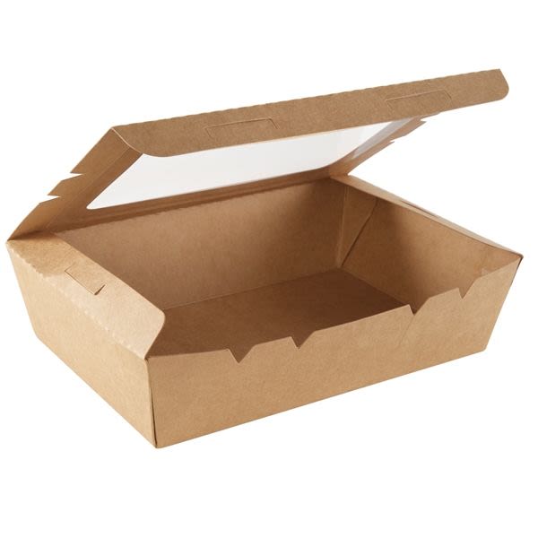 CAJA KRAFT C/VENTAN.1200ml.18x12x5cm.(uxc200U.)