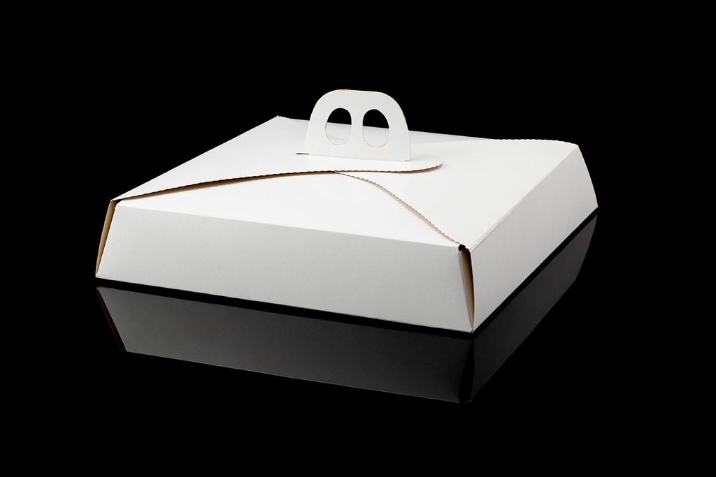 CAJA PIZZA C/MANILLA GDE.BLCA.35x35x4cm.(uxc50)