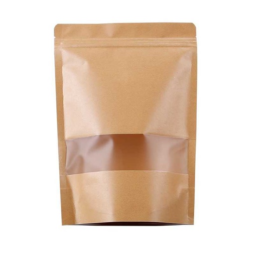 [2065] BOLSA KRAFT C/VENTANA #4 +CIERRE(16x22cm.)(50u)(uxc1000)