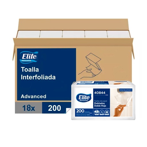 [40844] CAJA TOALLA INTERFOLIADA 18x200 D/H ELITE