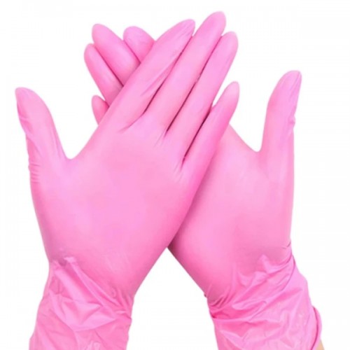 [3026] GUANTE NITRILO ROSADO T-M x100u.