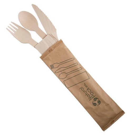 [2073] PACK CUBIERTOS MADERA+SERVILLETA(Px100)(uxc500)