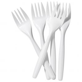 [0100] TENEDOR PLASTICO BLANx100u.14.2cm.
